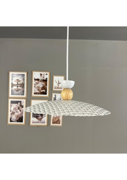 Zetra Beyaz Metal Avize Tekli Ahşap Şapka Başlık Mutfak Modern Dekoratif Sarkıt Aydınlatma indirimleri