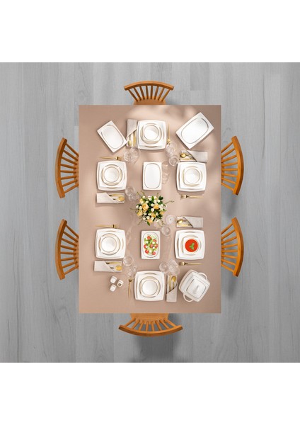 Fine Bone Başak 60 Parça 12 Kişilik Kare Yemek Takımı Gold modelleri