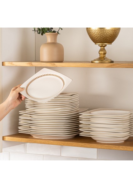 Fine Bone Başak 60 Parça 12 Kişilik Kare Yemek Takımı Gold fırsatları
