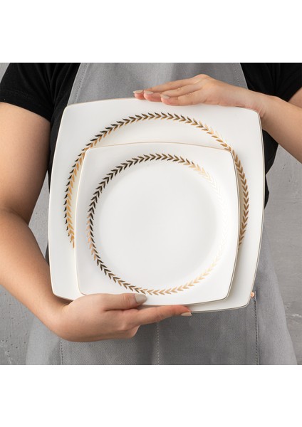 Fine Bone Başak 60 Parça 12 Kişilik Kare Yemek Takımı Gold indirimleri