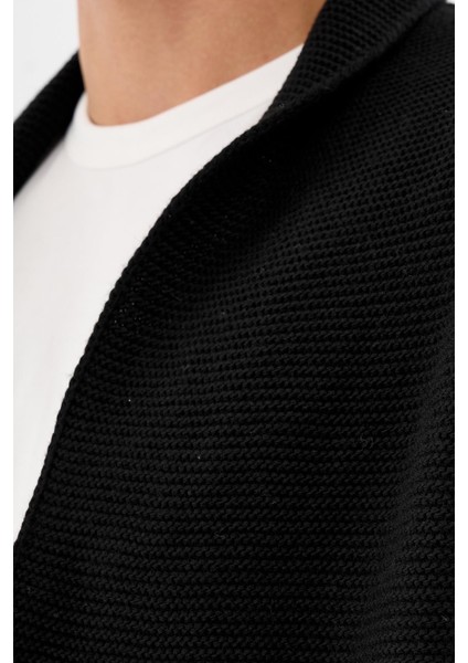 Erkek Regular Fit Çıtçıtlı Cepli Örme Uzun Triko Hırka