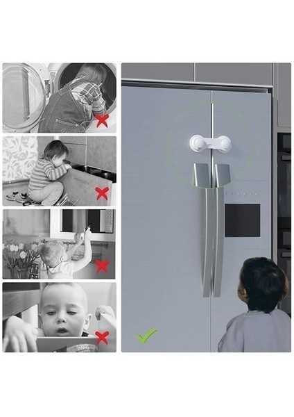 Bebek Çocuk Güvenliği Çekmece ve Dolap Için Kendiliğinde Yapışkanlı Vidasız Kapak Kilidi fırsatları