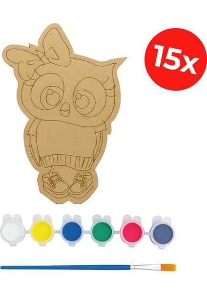 Ahşap Baykuş Boyama - Toplu Etkinlik/aktivite - Sınıf-Okul Eğitici Etkinlik (15 Adet) fırsatları