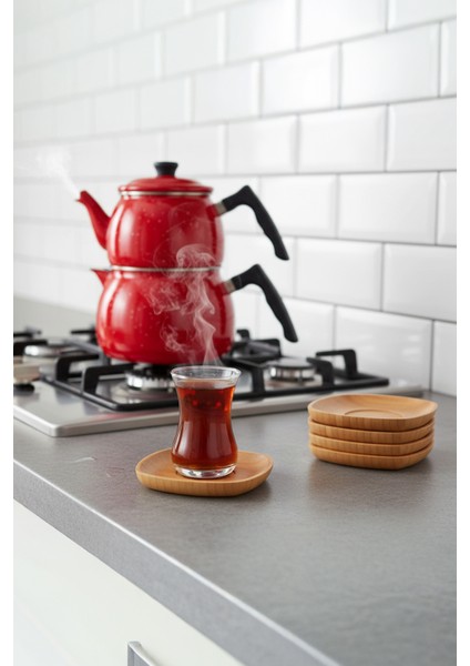 Kare Çay Tabağı Seti 6 Adet Bambu Malzeme ile Zarif Sunumlar İçin fiyatları