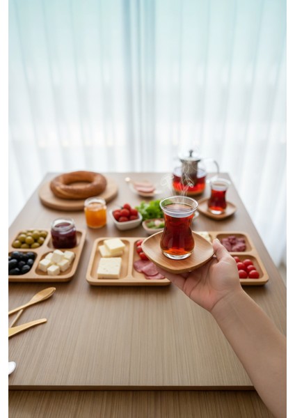 Kare Çay Tabağı Seti 6 Adet Bambu Malzeme ile Zarif Sunumlar İçin modelleri