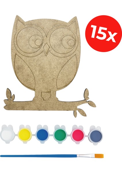 Ahşap Baykuş Boyama - Toplu Etkinlik/aktivite - Sınıf-Okul Eğitici Etkinlik (15 Adet) fırsatları