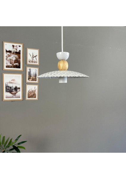Avola Beyaz Metal Avize Tekli Ahşap Şapka Başlık Mutfak Modern Dekoratif Sarkıt Aydınlatma modelleri