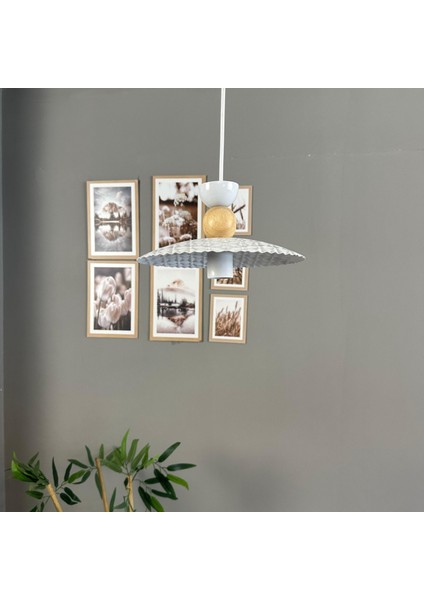 Avola Beyaz Metal Avize Tekli Ahşap Şapka Başlık Mutfak Modern Dekoratif Sarkıt Aydınlatma fırsatları