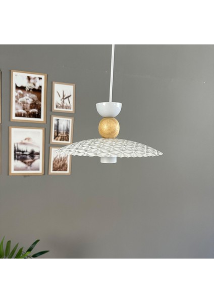 Avola Beyaz Metal Avize Tekli Ahşap Şapka Başlık Mutfak Modern Dekoratif Sarkıt Aydınlatma indirimleri