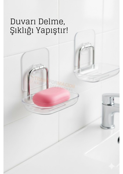 Yapışkanlı Sabunluk – Su Giderli, Katı Sabun Kutusu, 13 x 9 cm 722345