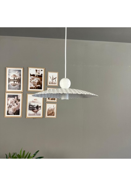 Zetra Beyaz Metal Avize Tekli Beyaz Boncuk Başlık Mutfak Modern Dekoratif Sarkıt Aydınlatma