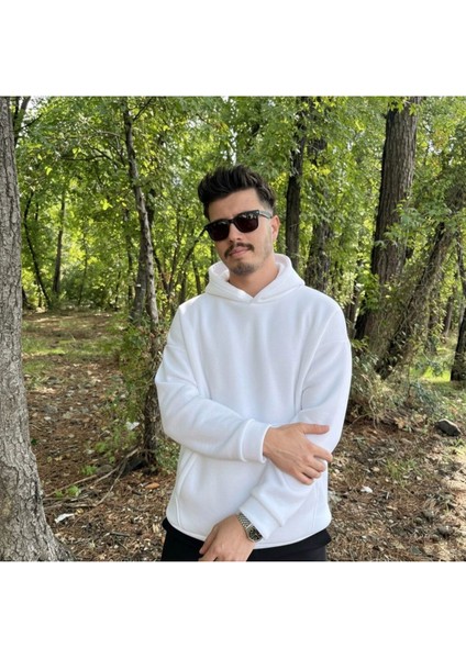 Erkek 3 Iplik Basic Oversize Geniş Kesim Kanguru Cepli Kapüşonlu Sweatshirt fırsatları