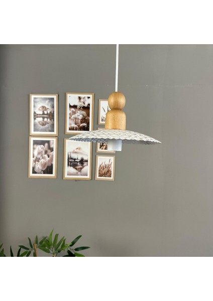 Avola Beyaz Metal Avize Tekli Kalın Ahşap Boncuk Başlık Mutfak Modern Dekoratif Sarkıt Aydınlatma modelleri