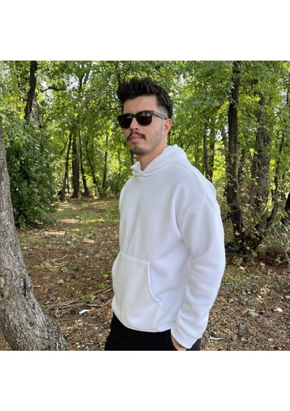 Erkek 3 Iplik Basic Oversize Geniş Kesim Kanguru Cepli Kapüşonlu Sweatshirt fiyatları