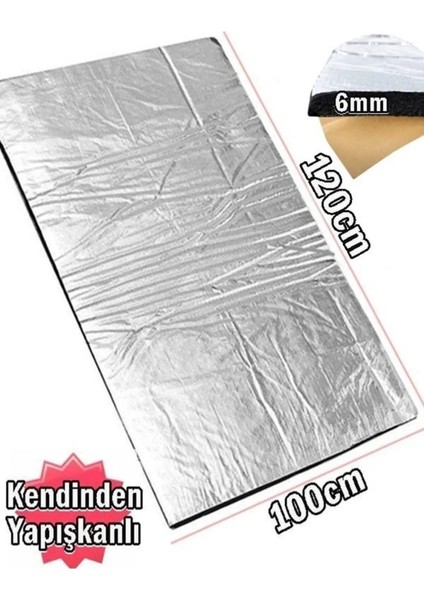Kaput Altı Alüminyum Folyolu Yalıtım 120X100CM 6mm Yapışkanlı Karavan Oto Ses Yalıtım