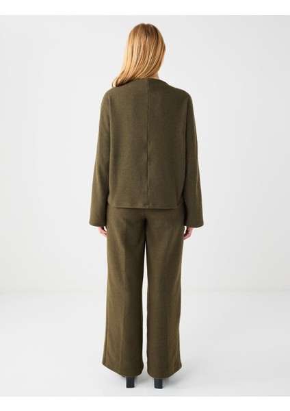 Haki Melanj Rahat Kesim Yarasa Kol Yumuşak Dokulu Sweatshirt indirimleri