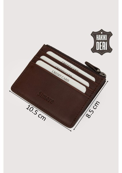 Fermuarlı Hakiki Deri Kartlıklı Cüzdan Kahverengi SMR9047 fiyatları