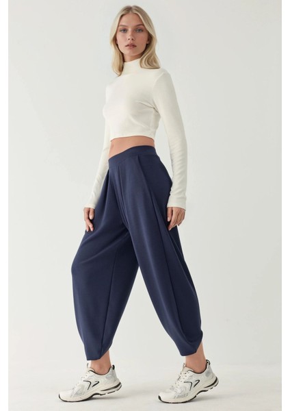 Kadın Cepli Modal Touch Şalvar Pantolon Lacivert
