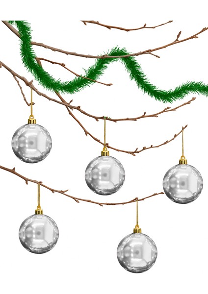 10CM 6lı Gümüş Top