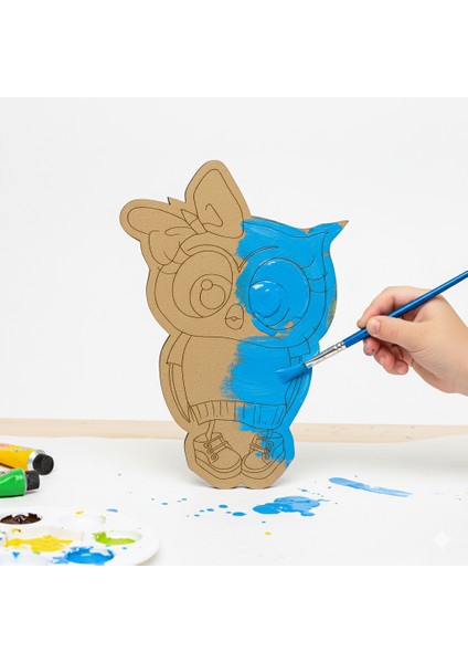 Ahşap Baykuş Boyama - Toplu Etkinlik/aktivite - Sınıf-Okul Eğitici Etkinlik (50 Adet)