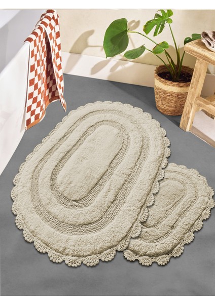 Monre Bej 2li %100 Pamuklu Banyo Paspas Seti