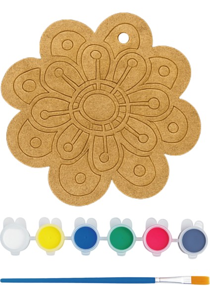 Ahşap Çiçek Mandala Boyama - Mandala Tasarım Kit - Etkinlik Seti indirimleri