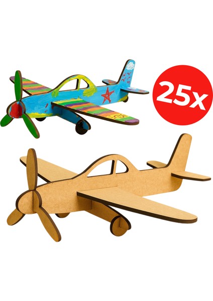 Boyanabilir Model Uçak - Sınıf, Kreş, Anaokulu Toplu Set - Boyama Etkinliği - 25'li Set