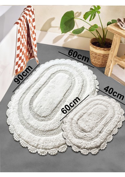 Monre Ekru 2li %100 Pamuklu Banyo Paspas Seti modelleri