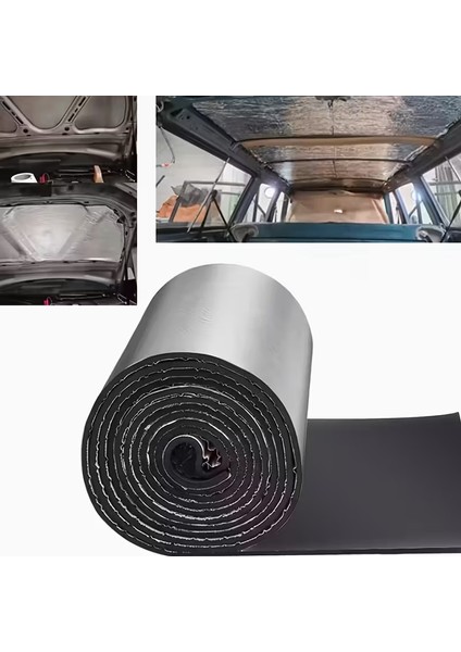 Araç Kaput Altı Yalıtım 120X100CM 9mm Folyolu Yapışkanlı Karavan Oto Ses ve Isı Yalıtım Malzemesi
