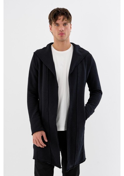 Erkek Uzun Kapüşonlu Salaş Örme Kumaş Hırka Cepli Rahat Model indirimleri