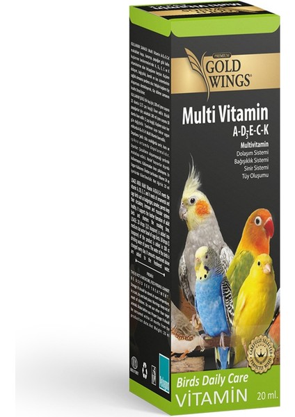 Kuş Vitamin Seti (5) 20C Muhabbet Kuşu Kanarya Papağan A-B-D3-E-C-K Vitaminleri Mix modelleri