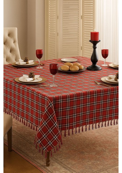 Kırmızı Kareli Masa Örtüsü – Şık Kutulu Sunumuyla Zarafetin Yeni Adı ✨