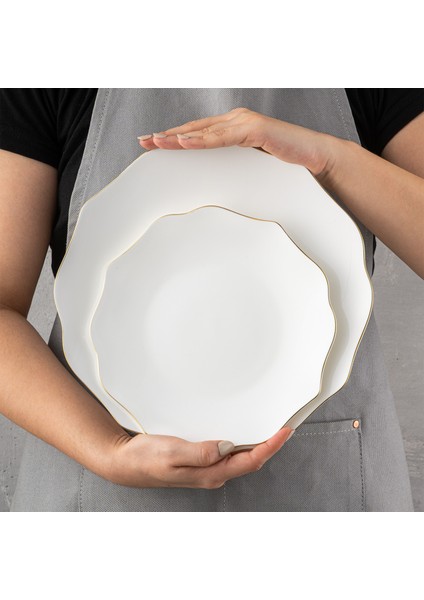 Maria Fine Bone 59 Parça 12 Kişilik Yemek Takımı Yuvarlak Gold indirimleri