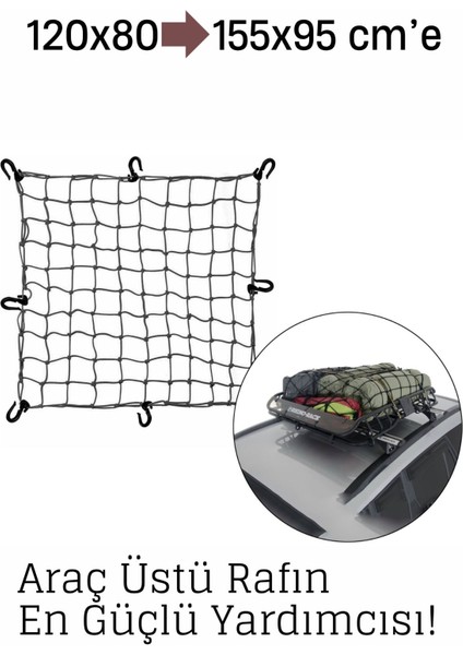 Elastik Bagaj Filesi 120X80 cm – 155X95 Cm’e Kadar Genişler | Araç Üstü, Kamp ve Seyahat Için 722327