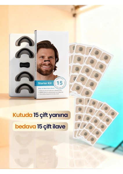 Mıknatıslı Burun Bandı Seti Horlama Bandı Burun Açıcı 15 +15 Adet Çift Mıknatıslı Bant Hediye fiyatları