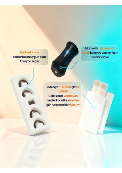 Mıknatıslı Burun Bandı Seti Horlama Bandı Burun Açıcı 15 +15 Adet Çift Mıknatıslı Bant Hediye modelleri