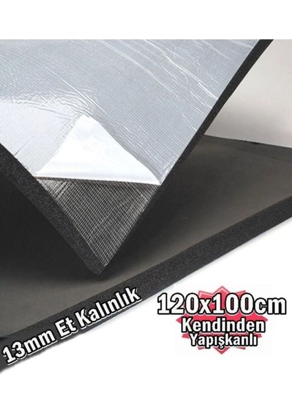 Araç Oto Ses Isı 13MM Kauçuk Izolasyon Karavan Yalıtım Malzemesi 120CMX100CM Levha Yapışkanlı