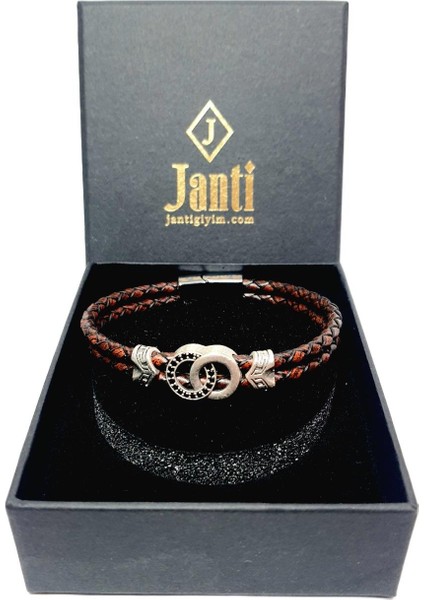 JTAW25BLK1637 Hakiki Deri Mıknatıs Kapama Alaşımlı Metal Garantili Hediye Kutulu Janti Bileklik