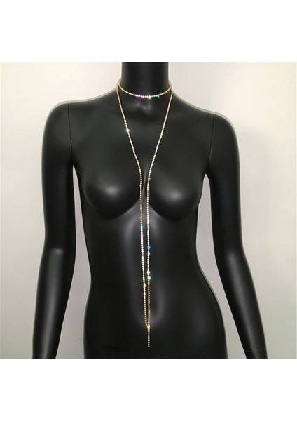 Yapay Elmas Kolye, Parlayan Püsküllü Uzun Kolye, Chanel Tarzı Klavikula Zinciri, Zirkonlu Lüks Çok Katmanlı Kolye (Yurt Dışından)