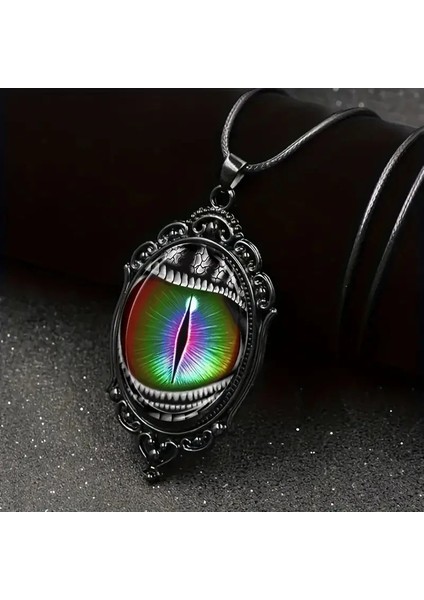 Siyah Çerçeve, Rüya Gibi Şeytan Gözü Tasarımlı Siyah Kolye (Yurt Dışından)