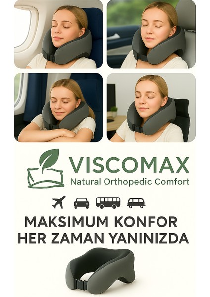 Boyun ve Baş Destekli Seyahat Yastığı Uçak, Araba, Ev Için Taşınabilir