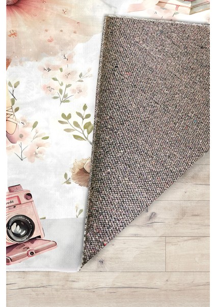 Pembe Balerin Peri Kedili Bambu Çocuk Odası Halısı