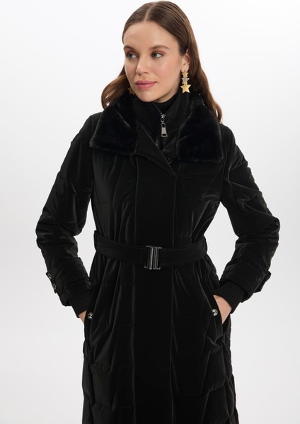 Yakası Siyah Kürk Şişme Mont 12764 fiyatları