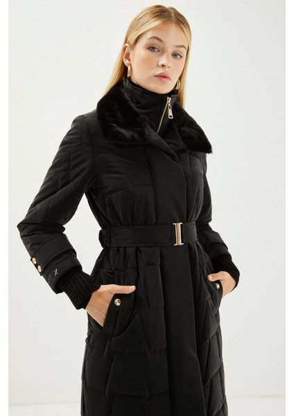 Yakası Siyah Kürk Şişme Mont 12764