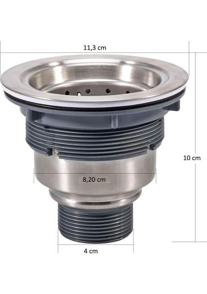 Premium Paslanmaz Çelik Sepetli Sifon Mutfak Süzgeç Seti | Çift Kauçuk Conta, Kolay Montaj, Derin Sepet Tasarımı | Çöpmak Lavabo Sifonu modelleri