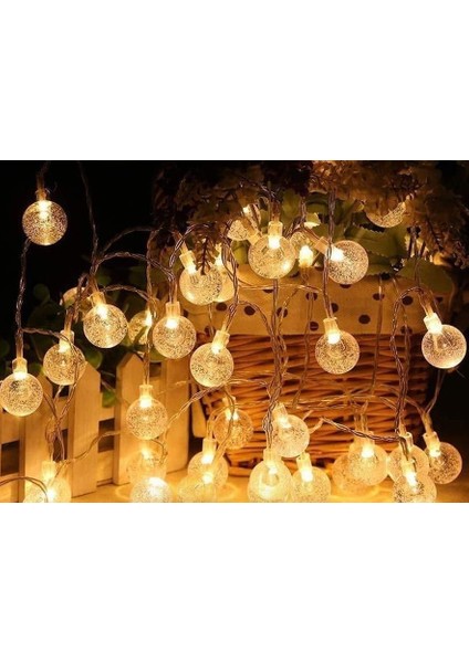 5 Metre 28 LED Kristal Top Gün Işığı Şeffaf Kablo Fişli Eklemeli