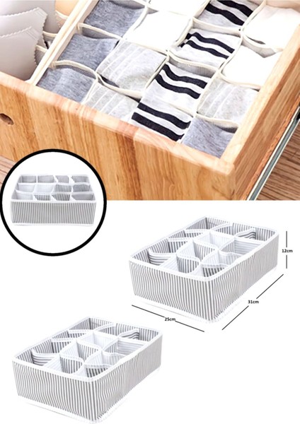 12 Bölmeli Pratik Bölmeli Çekmece Düzenleyici Organizer(Iç Çamaşırı Kravat Çorap Düzenleyici)