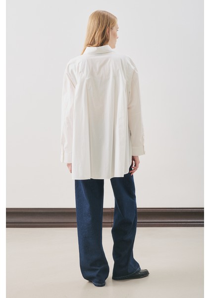 Parçalı Tasarım Gömlek Ekru