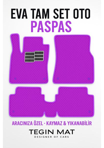 Nissan Micra 2017-2022 Aracınıza Özel Eva Paspas Mor | Kaymaz ve Yıkanabilir Taraftar Oto Paspas