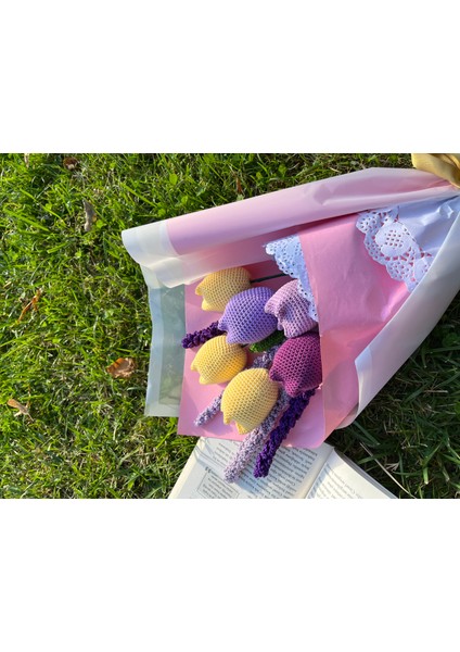 Örgü Lale ve Lavanta Buketi,lale Çiçeği,örgü Çiçek Buketi,anneye,sevgiliye,arkadaşa,öğretmene Hediye fırsatları